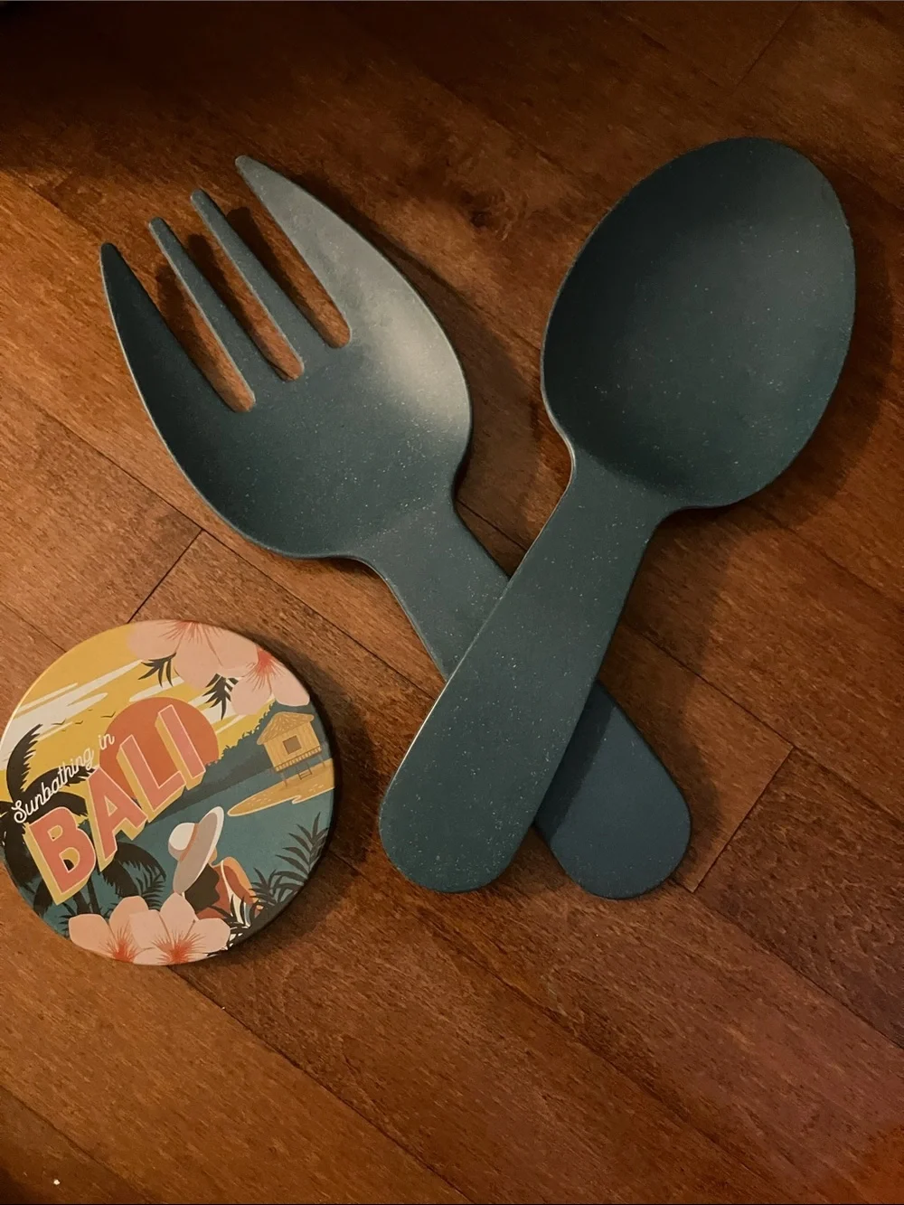 Green Eco-Friendly Serving Spoon and Fork Set